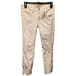L'Agence Skinny Cropped Jeans with Ankle Zippers White size 25 NWT